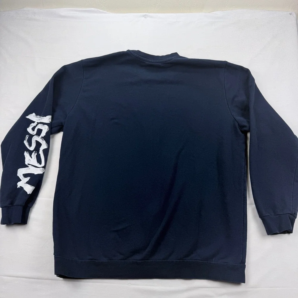 Adidas Messi Crewneck Sweatshirt Graphic Sleeve Pullover Navy Blue Mens‎ 2XL